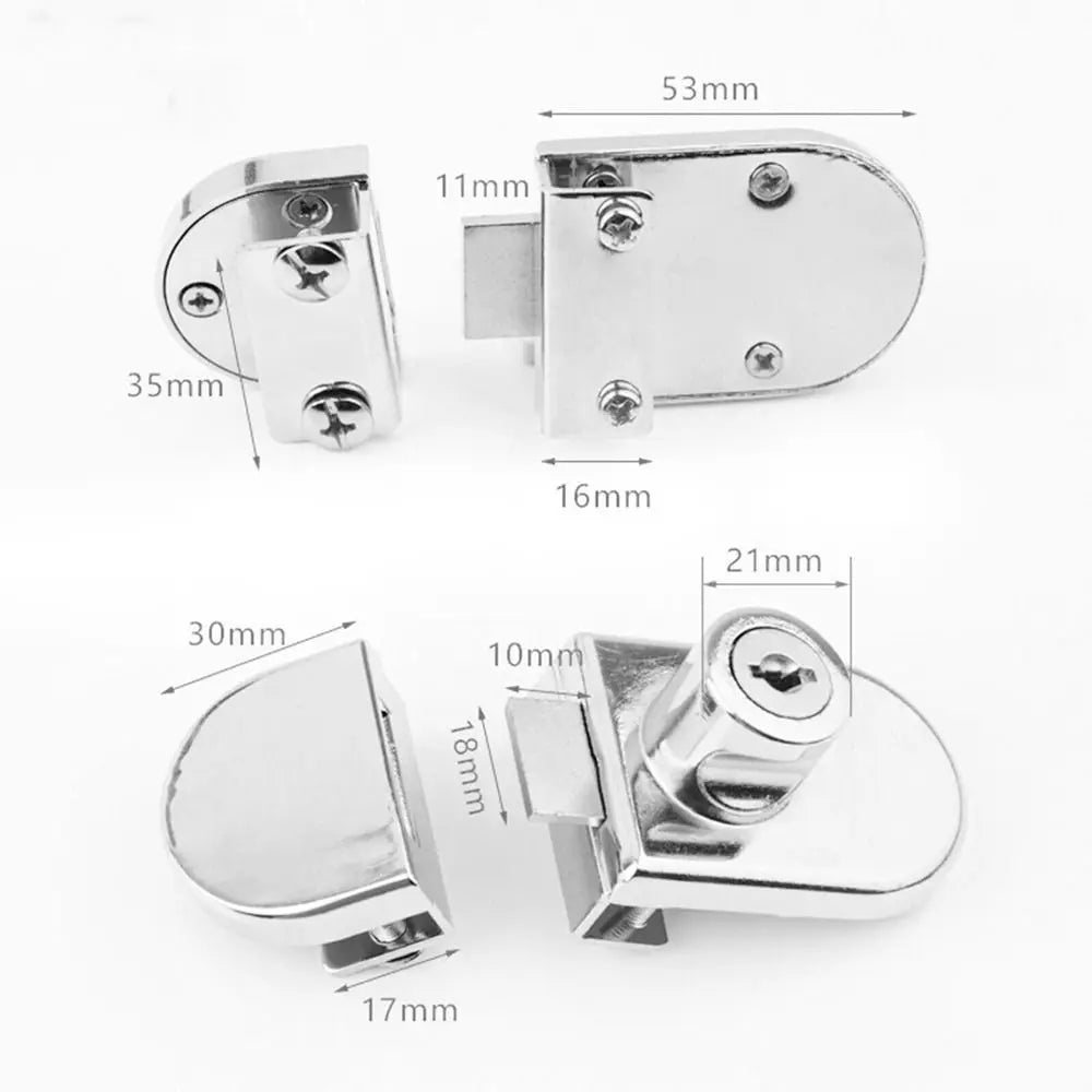 Double Open Glass Cabinet Door Lock – Zinc Alloy Security Lockset