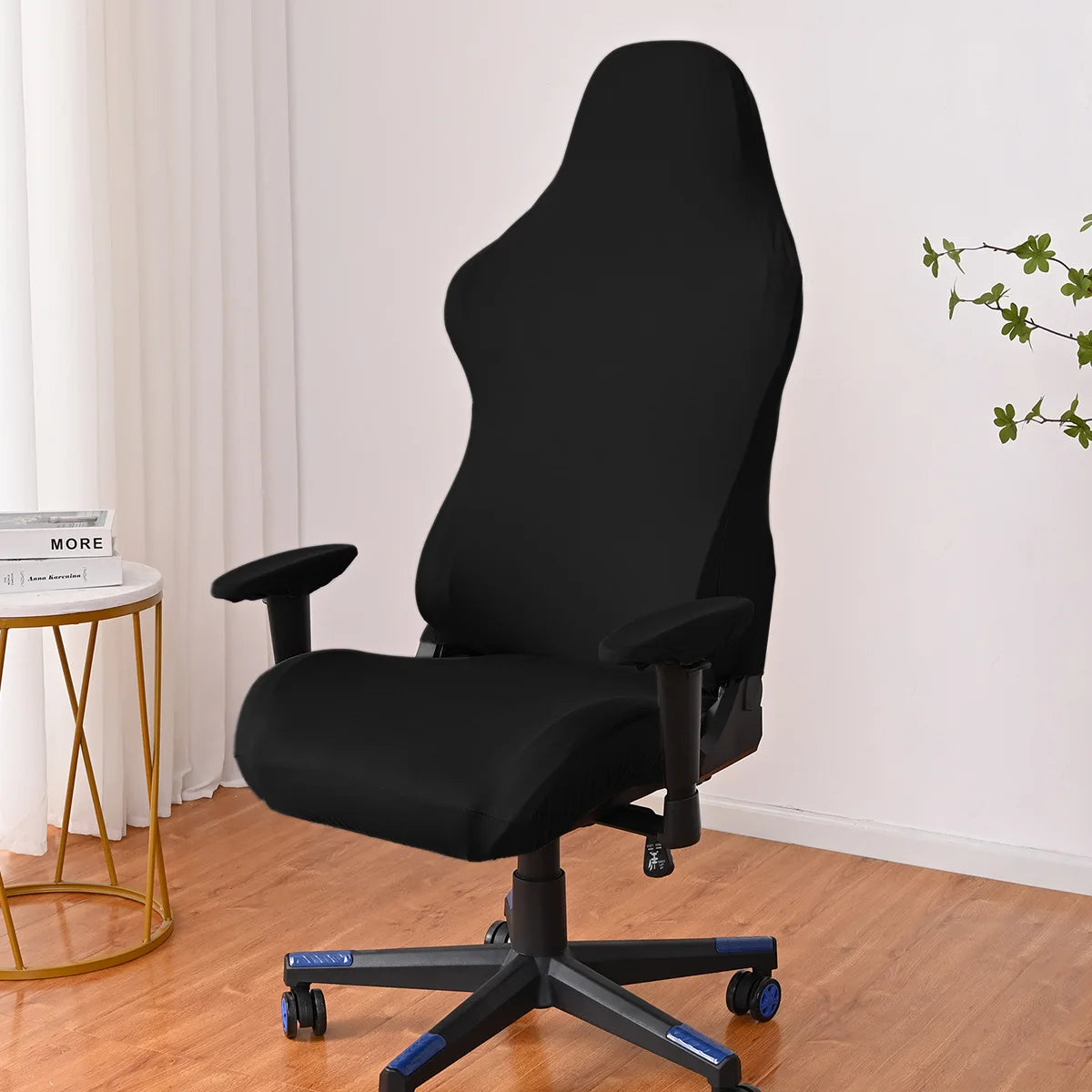 1PC Black Milk silk solid color e-sports chair cover, internet cafe sports seat chair cover, dustproof elastic chair cover Peaceful Pleasures Health and Wellness black