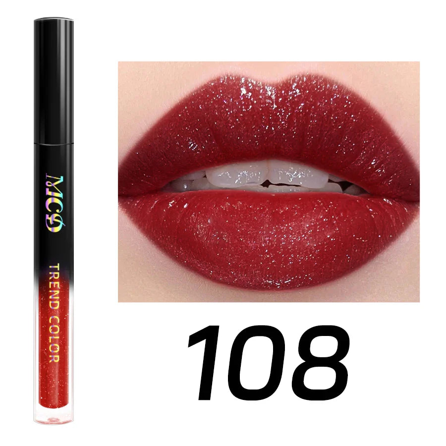 MCD 15-Shade Glitter Lip Gloss | Pearl Shimmer Liquid Lipstick