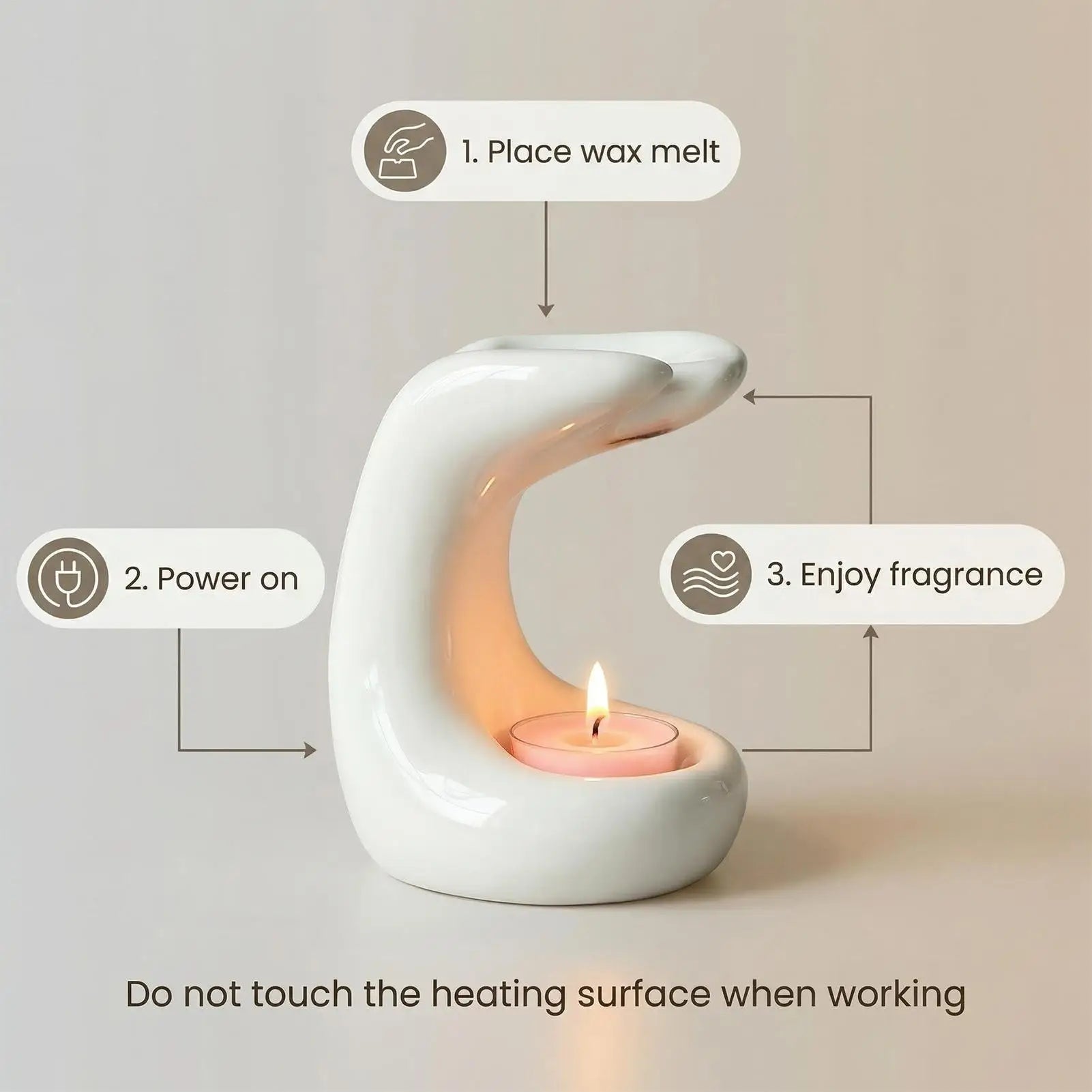 Tealight Wax Melt Warmer Palm Design Heater Art Ornament Ceramic Tea Candle Warmer For Home Bedroom Office Kitchen Coffee Table Peaceful Pleasures Health and Wellness
