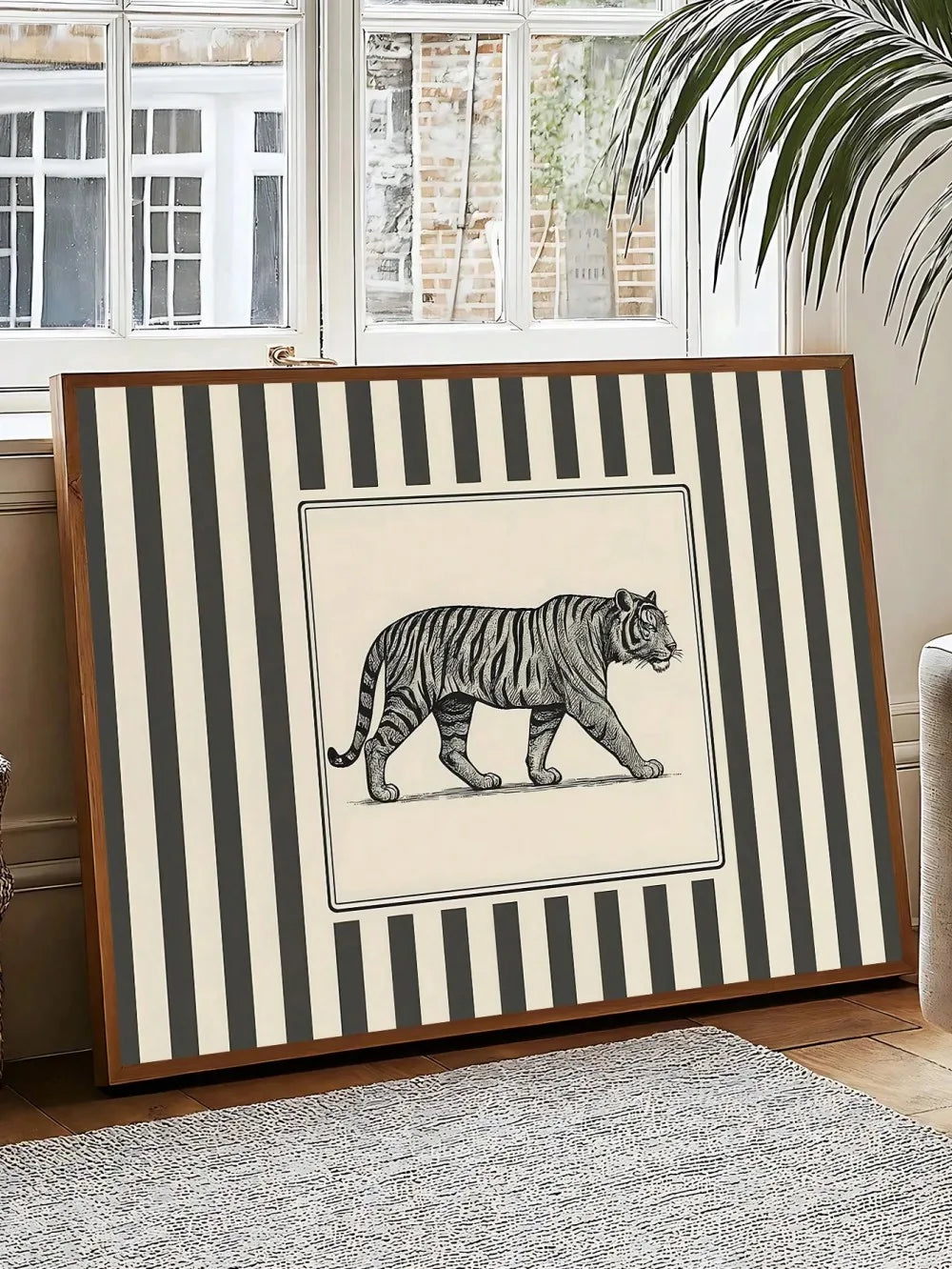 Retro Tiger & Leopard Canvas Wall Art | Unframed Exotic Print
