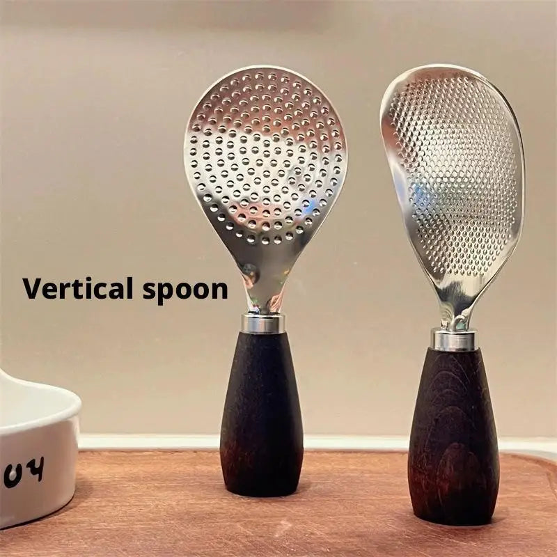 304 Stainless Steel Rice Spoon Vertical Wooden Handle Rice Shovel Household Kitchen Spoon Rice Spoon Practical Kitchen Tools New Peaceful Pleasures Health and Wellness