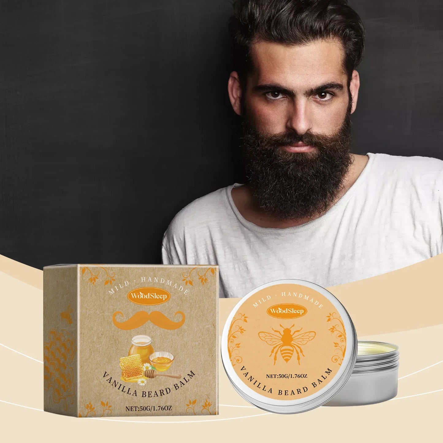 Natural Vanilla Beard Balm – Nourishing Men's Styling Cream 50g