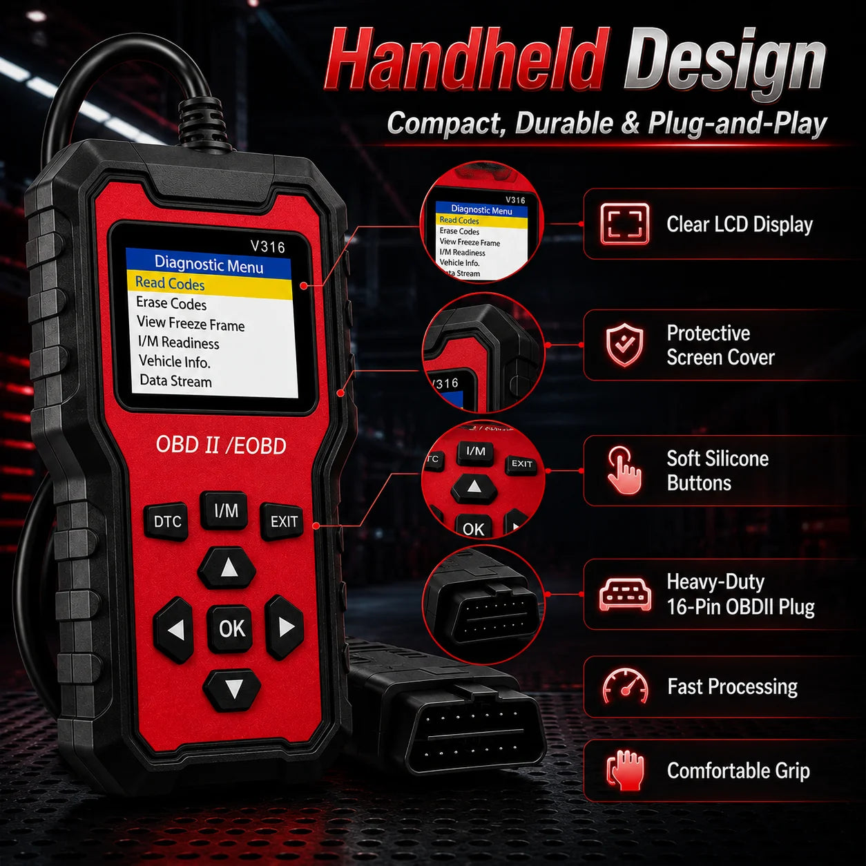 V316 OBD2 Scanner – Read & Clear Engine Codes + Battery Monitor Peaceful Pleasures Health and Wellness