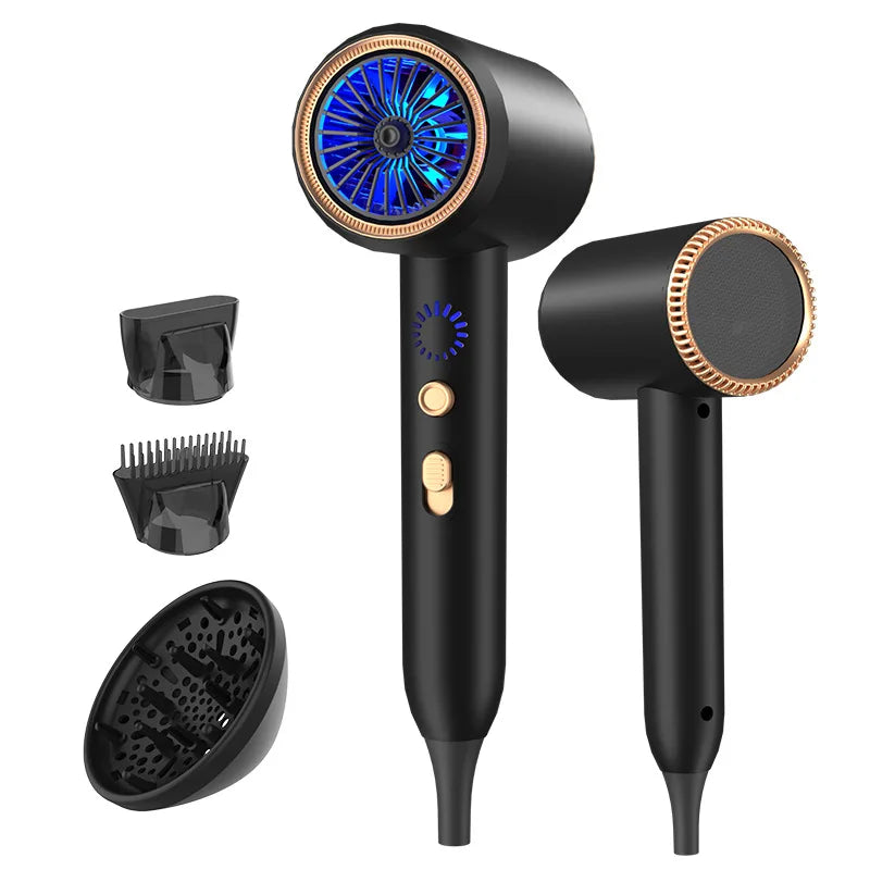Latest 2400W Quick Drying Hair Dryer With Led Display Light And Billion Level Blue Light Negative Ion Hair Dryer Peaceful Pleasures Health and Wellness A-Black UK