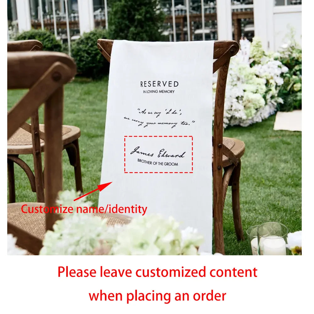 Personalized In Loving Memory Wedding Sign | White Linen Banner