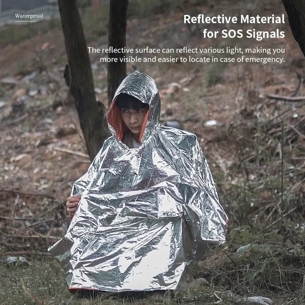 Emergency Waterproof Rain Poncho | Survival Camping Raincoat