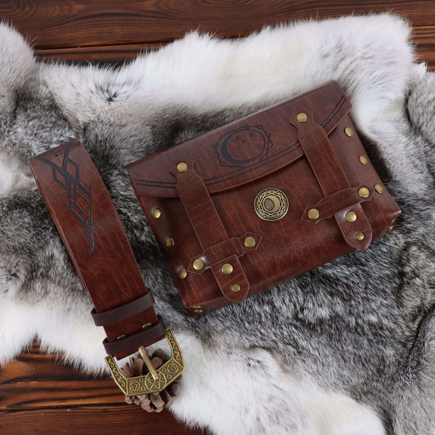 Medieval Viking Knight Belt Retro Waist Bag Copper Coin Renaissance