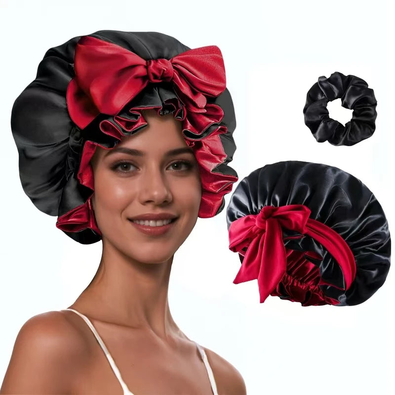 Satin Silk Sleep Bonnet for Curly Hair | Adjustable Head Wrap