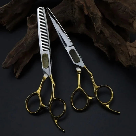 6 Inch Coiffeuses Barberia Accesorios Hair Scissors Barber Tijeras Professional Hairdressing Scissors Tools for Hairdresser 6CR Peaceful Pleasures Health and Wellness