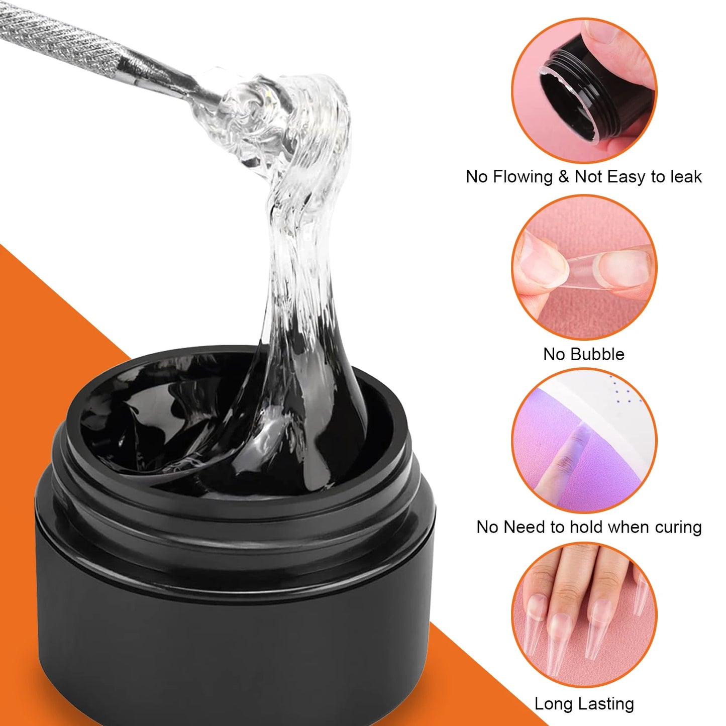 3 Bottles Solid Nail Glue Gel Nail Tips Glue Gel, Clear No Wipe Adhesive Rhinestone Gems Glue, Transparent Nail Art Gel Varnish Peaceful Pleasures Health and Wellness