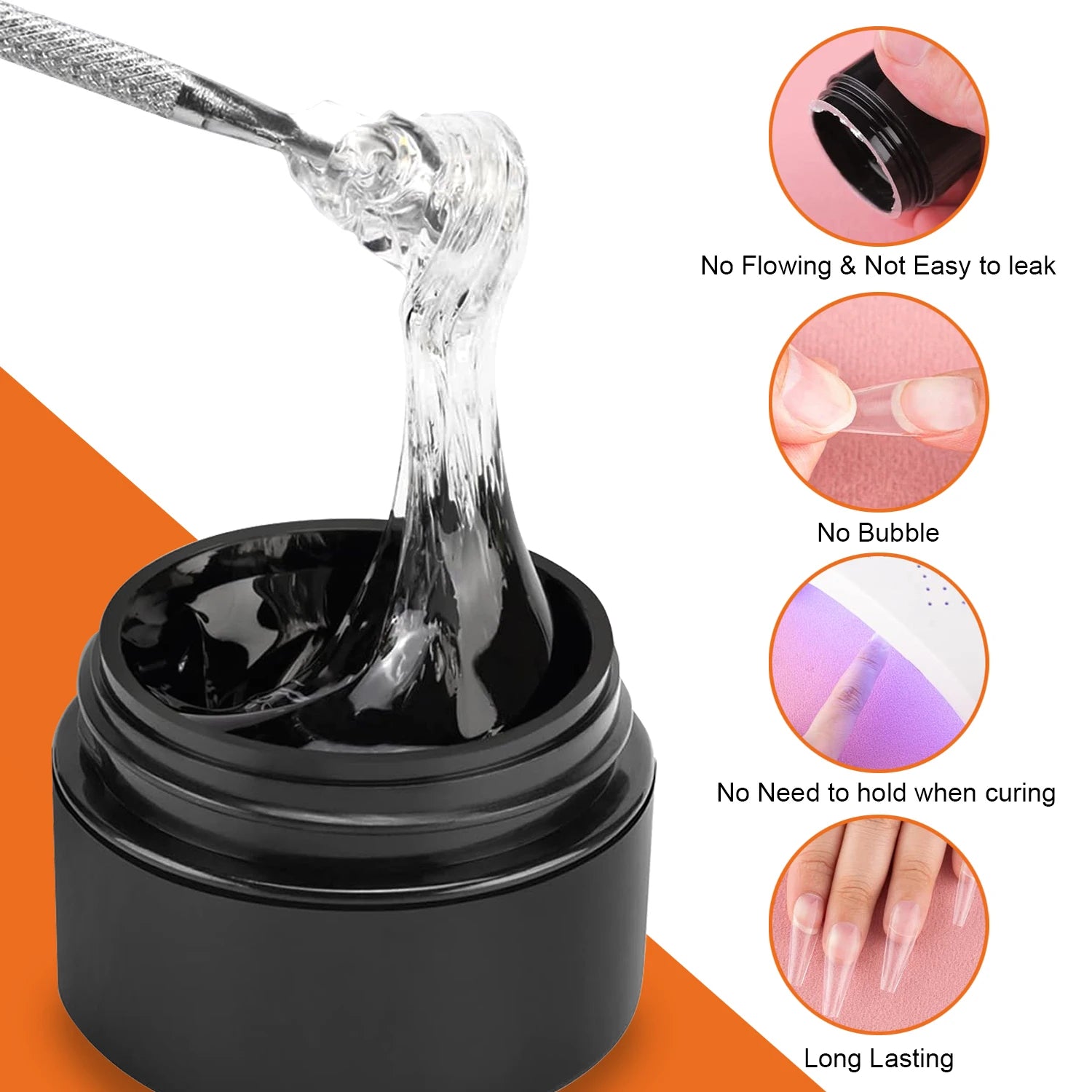 3 Bottles Solid Nail Glue Gel Nail Tips Glue Gel, Clear No Wipe Adhesive Rhinestone Gems Glue, Transparent Nail Art Gel Varnish Peaceful Pleasures Health and Wellness