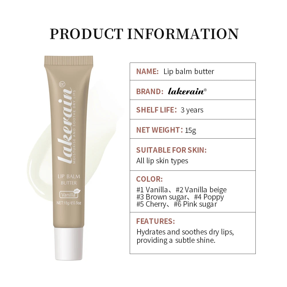 Lakerain New Butter Lip Balm Long-term Moisturizing Repair Remove Dead Skin Moisturizing 6 Colors Lip Balm Peaceful Pleasures Health and Wellness