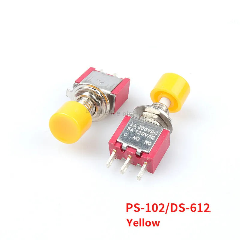 5Pcs PS-102 DS-612 3Pin 6mm Mini Momentary Automatic Return Push Button Switch ON-(ON) 2A 250VAC/5A 120VAC Toggle Switches Peaceful Pleasures Health and Wellness DS-612 Yellow