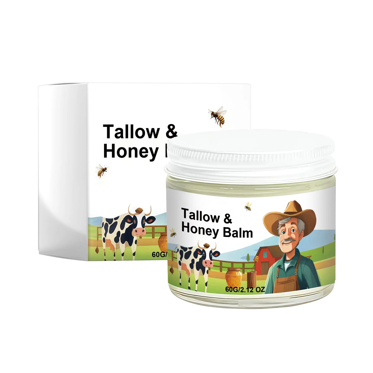 Tallow & Honey Balm – Deep Moisturizer for Dry Skin (60g) Peaceful Pleasures Health and Wellness 60g Boxed