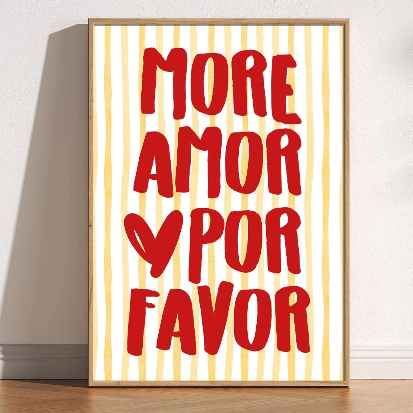 Más Amor Por Favor Love Quote Canvas Wall Art | Pink Blue