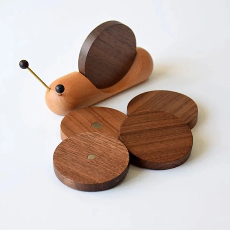 1 Set Wood Cup Mat Placemats for Table Snail Shaped Heat Insulation Pad Wooden Tea Coaster Tool Tea Tray Creative Gifts Peaceful Pleasures Health and Wellness