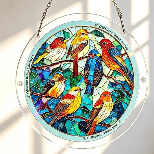 Stained Glass Acrylic Hummingbird Suncatcher Window Hanging Suncatcher Window Hanging Peaceful Pleasures Health and Wellness