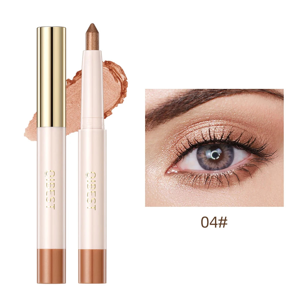 QIBEST Pearlescent Eyeshadow Stick Long Lasting Glitter Shimmer Nude Eye Shadow Pencil Makeup Highlighter Brighten Cosmetics Peaceful Pleasures Health and Wellness 04