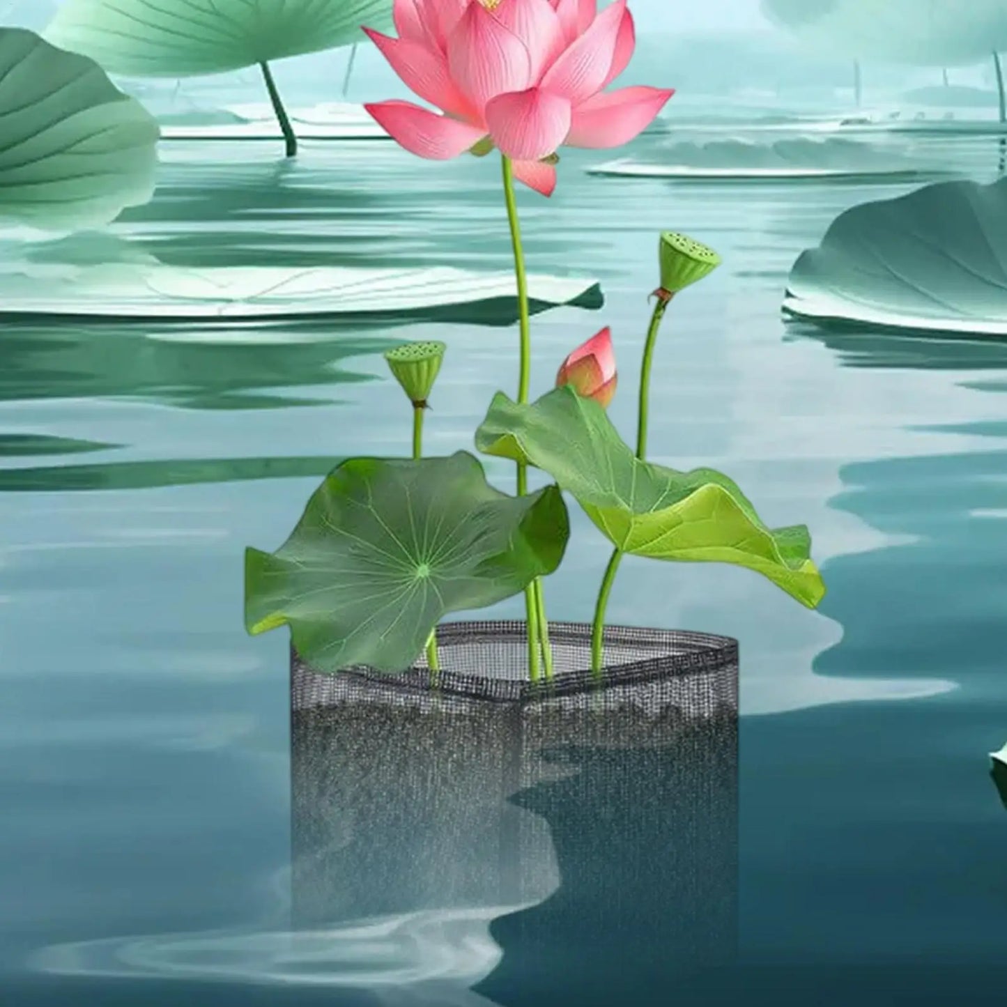 4-Pack Floating Aquatic Plant Baskets | Mesh Pond Grow Bags