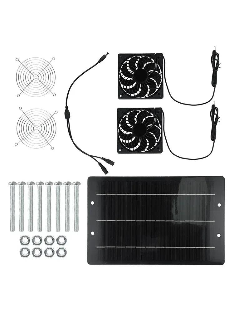 40W Solar Dual Exhaust Fan Kit – IP65 Waterproof, 3000 RPM
