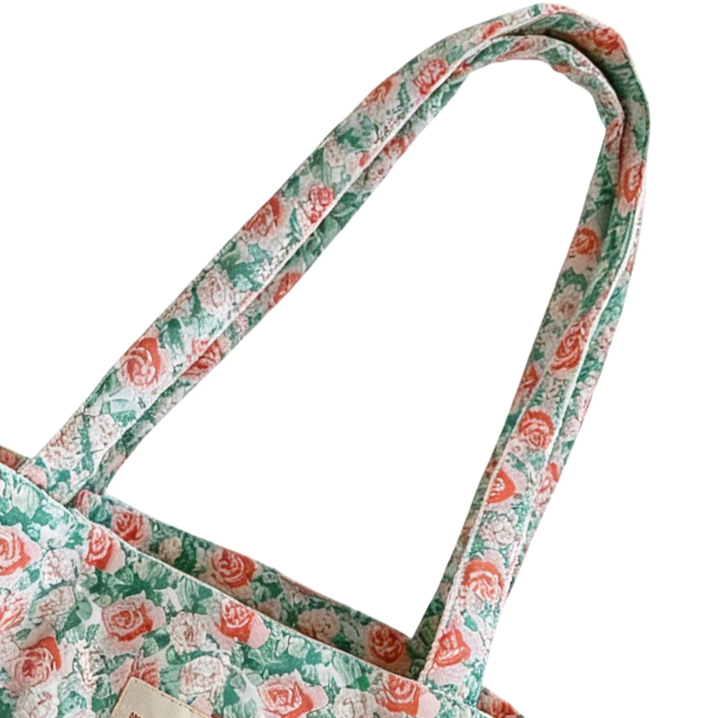 Women Quilted Cotton Laptop Work Tote Bag Lightweight Flower Print Shoulder Bags French Styles Armpit Bags for Daily Travel Work Peaceful Pleasures Health and Wellness
