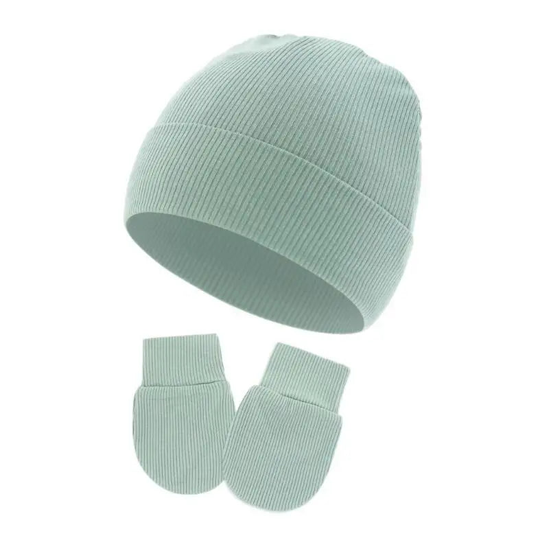 Newborn Baby Bonnet Hat & Anti-Scratch Gloves Set | 0–3 Month