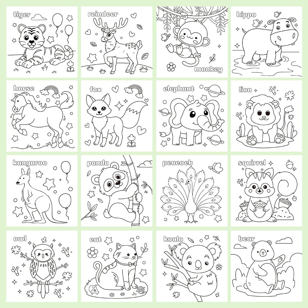 Selling Coloring Book Cartoon Simple Strokes Containing 16 Patterns