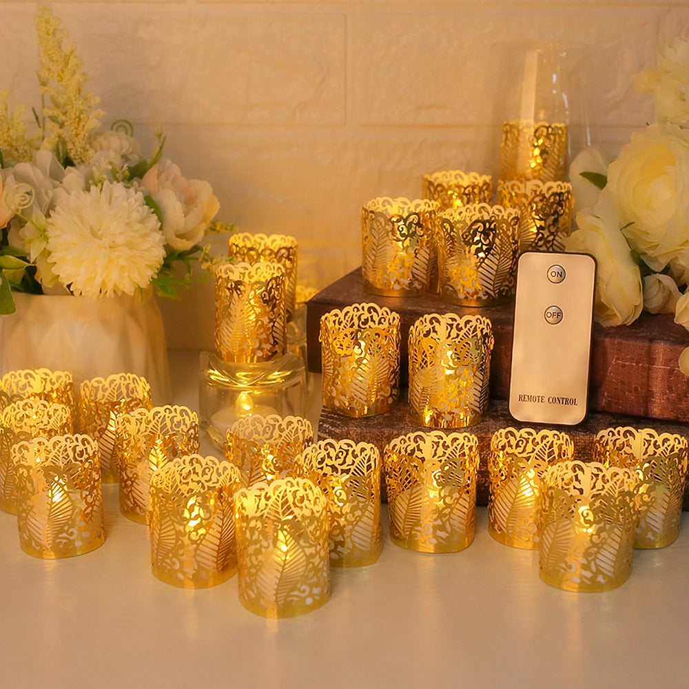 Flameless Tea Light Candles Battery Operated Votive LED Tealights with Paper Lampshade for Festival Party Wedding Holiday Peaceful Pleasures Health and Wellness 24PC B and Lampshade
