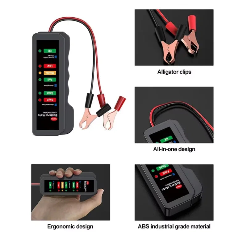12V Car Battery Tester, Alternator Tester Automotive,Battery Checker, Analyzer to Check Alternator & Battery Charging System,LED Peaceful Pleasures Health and Wellness