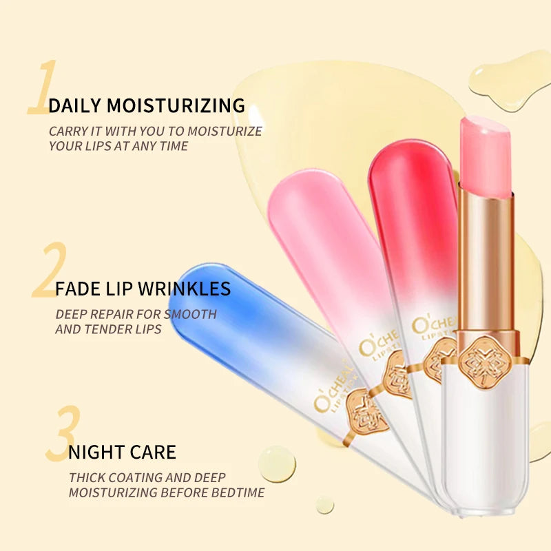 OCHEAL Color Changing Lipstick Fruit Lip Balm Moisturizing Waterproof Long Lasting Moisturizing Lip Balm Temperature Changing Peaceful Pleasures Health and Wellness