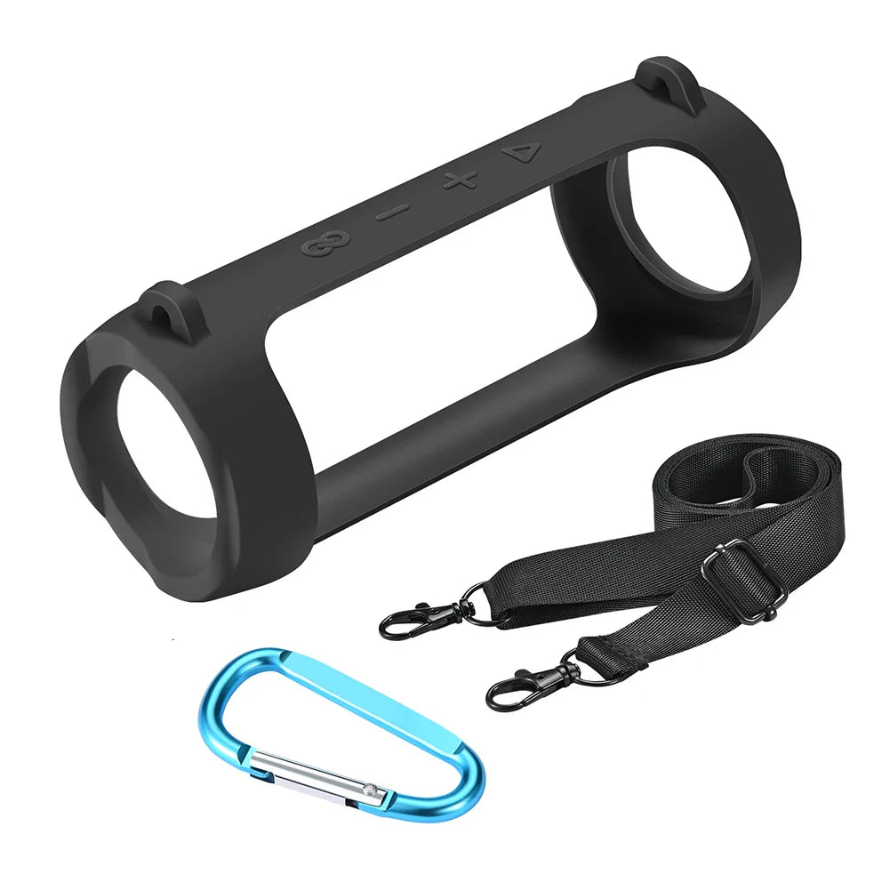 Silicone Case for JBL Flip 6 & 5 with Carabiner & Strap