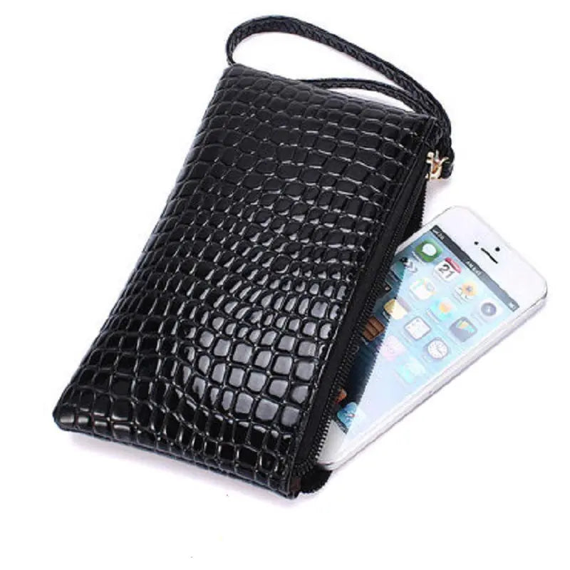 Crocodile Texture PU Phone Wallet Clutch Purse With Zipper Card Holder Makeup Pouch For Shopping Work And Daily Use Women Peaceful Pleasures Health and Wellness