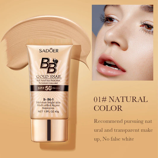 SADOER Gold Snail BB Cream SPF50+ Concealer & Moisturizer 40g BB Cream SPF50+ Peaceful Pleasures Health and Wellness 01 Natural color