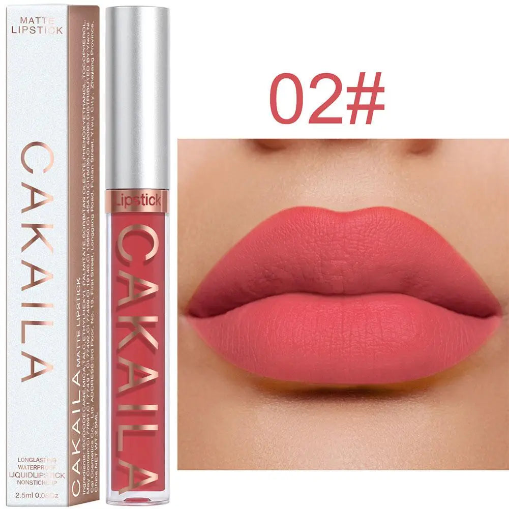 CAKAILA Velvet Matte Liquid Lipstick – Long-Lasting Waterproof Nude & Red Lip Gloss | 18 Colors 2.5ml Peaceful Pleasures Health and Wellness 02