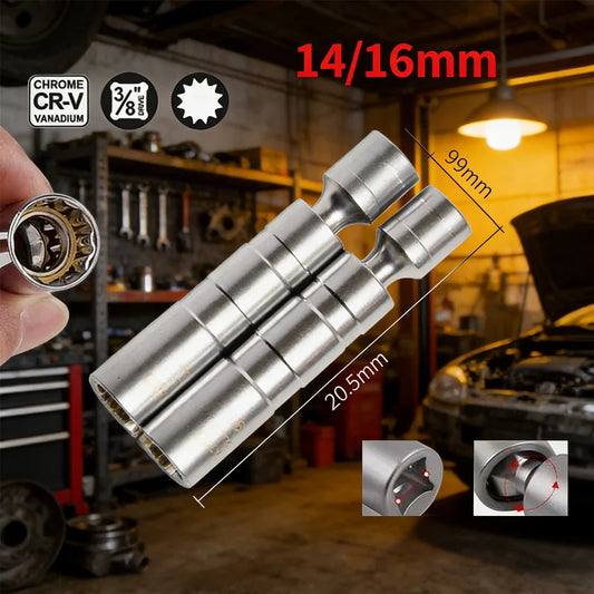 Magnetic Spark Plug Socket 14mm 16mm Thin Wall 3/8" Drive