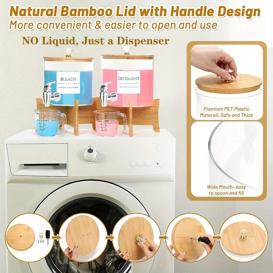 Laundry Detergent Dispenser with Stand – 1 or 2 Pack Faucet-Style Soap Container Organizer