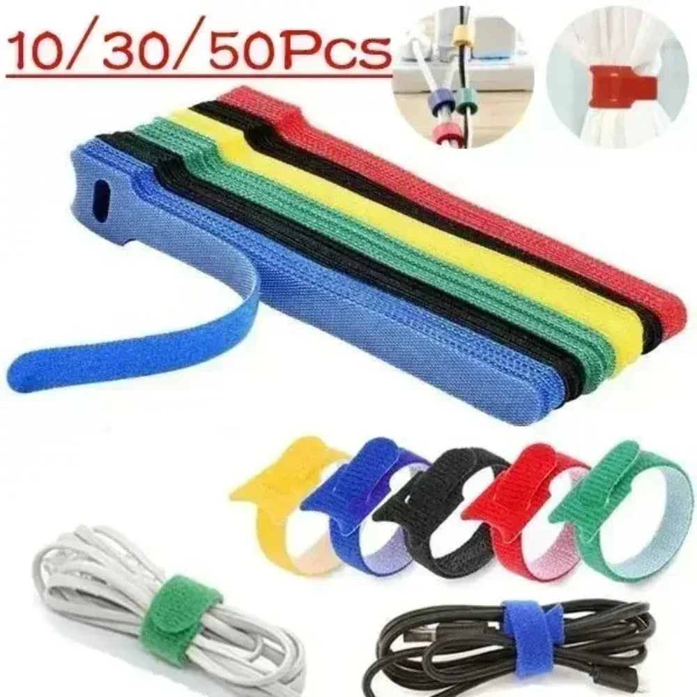 Attaches Auto Adhesive Velcros Strap 10/30/50Pcs Wire Fixing Strap Sewing Reusable Long T-tie Computer Data Cable Ties DIY Tape Peaceful Pleasures Health and Wellness