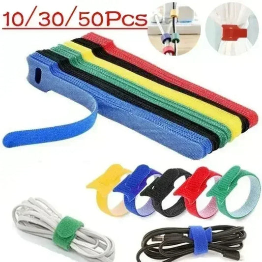 Attaches Auto Adhesive Velcros Strap 10/30/50Pcs Wire Fixing Strap Sewing Reusable Long T-tie Computer Data Cable Ties DIY Tape Peaceful Pleasures Health and Wellness