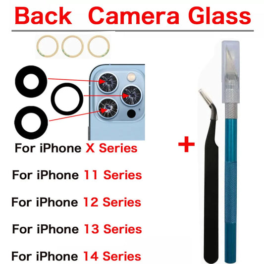iPhone Rear Camera Glass Lens Replacement X–14 Pro Max + Tools Camera Lens Replacement Oasis Select