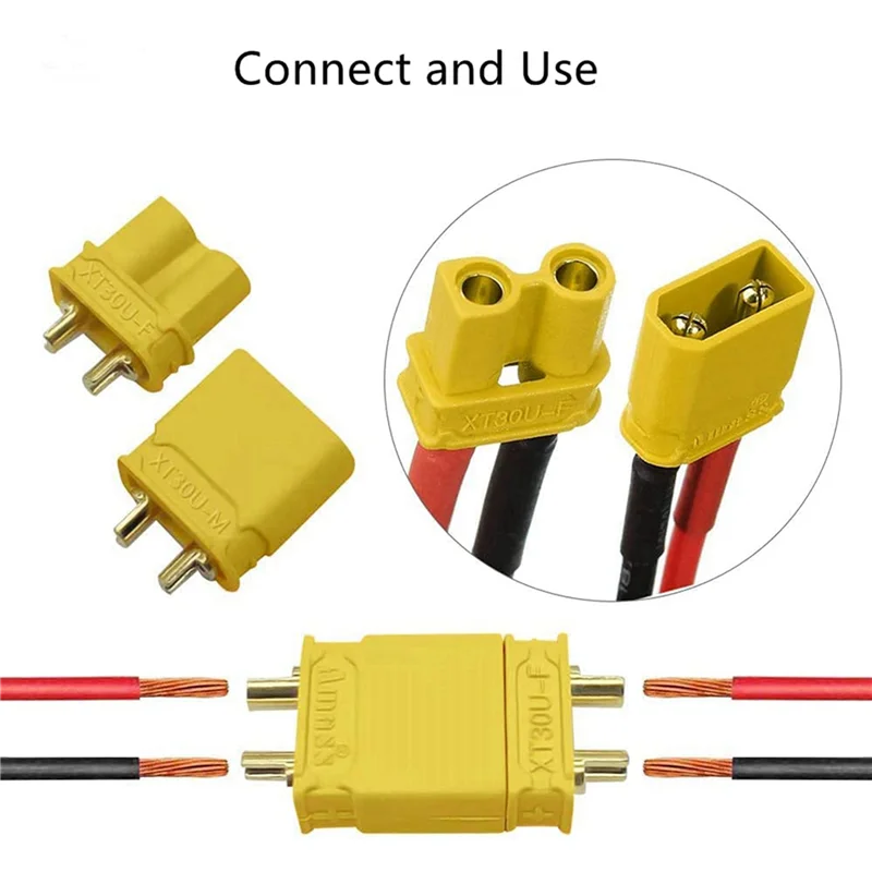 XT30U Battery Connectors 30 Pairs Male Female + Heat Shrink