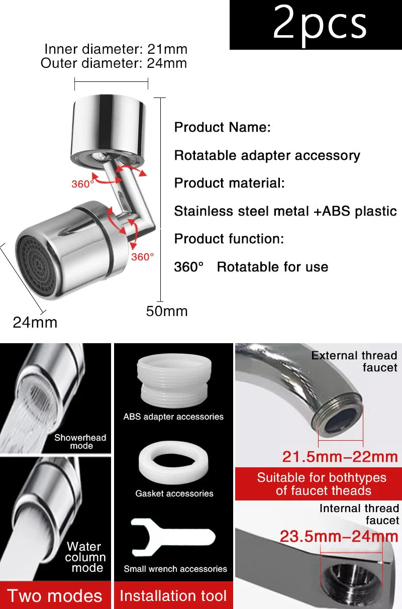 360° Swivel Faucet Aerator | Water-Saving Tap Spray Head