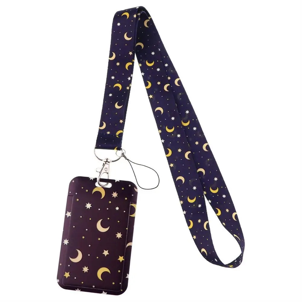 Vintage Office Supply Keyrings Card Holder Sun and Moon Phone Lanyard ID Card Holder Hanging Rope Badge Holder Phone Neck Strap Peaceful Pleasures Health and Wellness