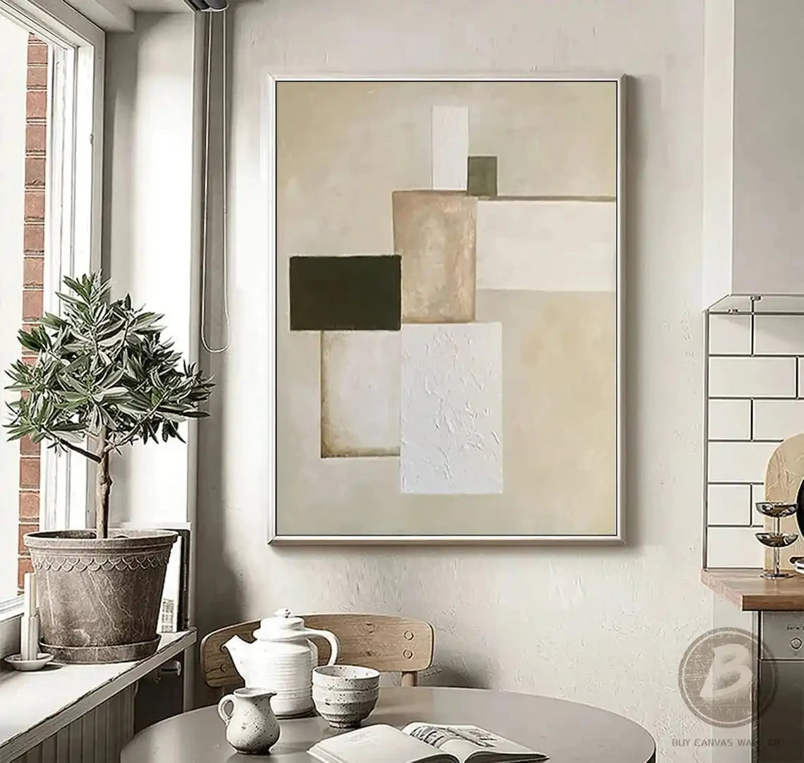Handmade Textured Wall Art, Beige, Brown, Abstract Oil Painting on Canvas, Neutral, Large Wall Decor, Home Decoration Peaceful Pleasures Health and Wellness