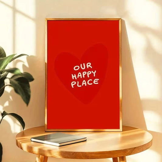 Happy Place Heart Canvas Wall Art Print | Home Decor Poster Canvas Wall Art Peaceful Pleasures Health and Wellness G4178 21x30cm Unframed