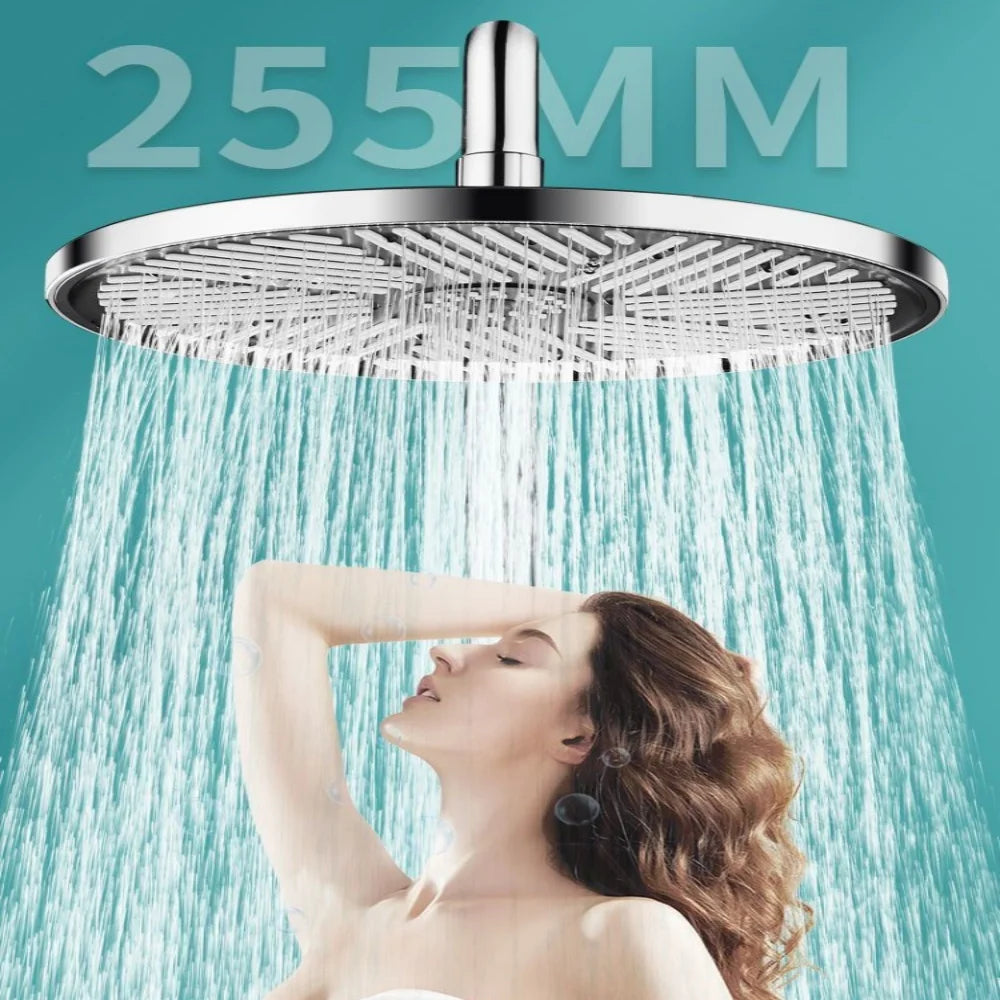 New 10 Inch Big Panel Rainfall Shower Head,High Pressure Shower Head,Water Saving,Top Rain Shower Faucet Bathroom Accessories Peaceful Pleasures Health and Wellness