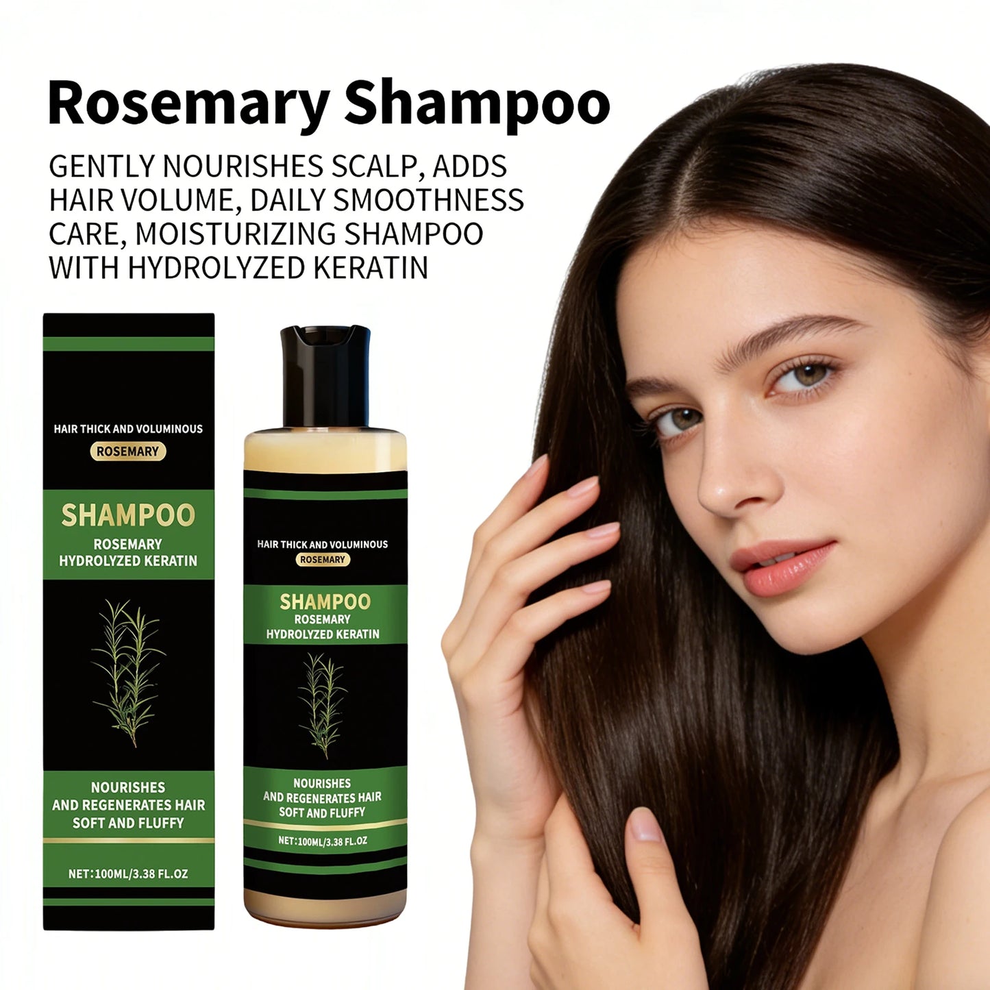 Rosemary Shampoo Hydrolyzed Keratin Shampoo Hair Thick Voluminous Oil Control Reduce Hair Breakage Damaged Repair Hair Care Peaceful Pleasures Health and Wellness