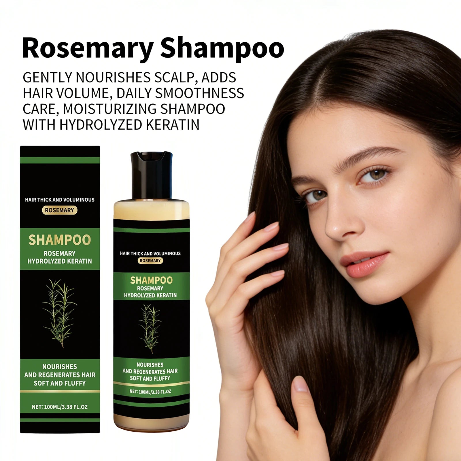 Rosemary Shampoo Hydrolyzed Keratin Shampoo Hair Thick Voluminous Oil Control Reduce Hair Breakage Damaged Repair Hair Care Peaceful Pleasures Health and Wellness