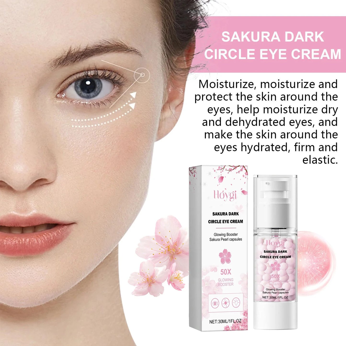 Sakura Eye Cream Anti Dark Circles Remove Eye Bag Fade Fine Lines Against Puffiness Firming Brightening Moisturizing Eye Serum Peaceful Pleasures Health and Wellness