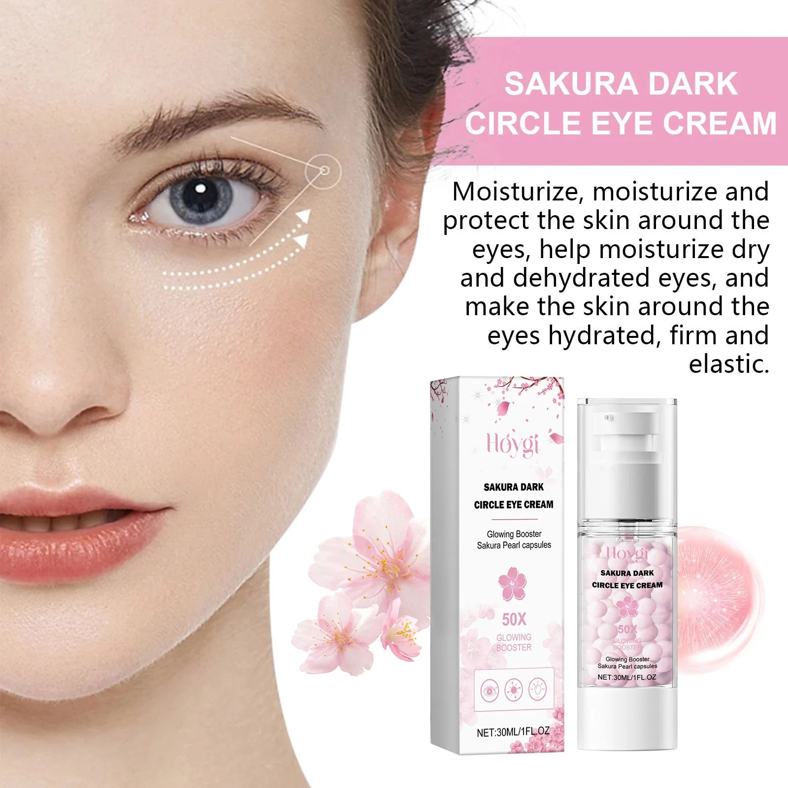 Sakura Eye Cream Anti Dark Circles Remove Eye Bag Fade Fine Lines Against Puffiness Firming Brightening Moisturizing Eye Serum Peaceful Pleasures Health and Wellness